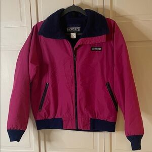 Vintage Lands' End Fuchsia and Navy Bomber Puff Jacket Sz M